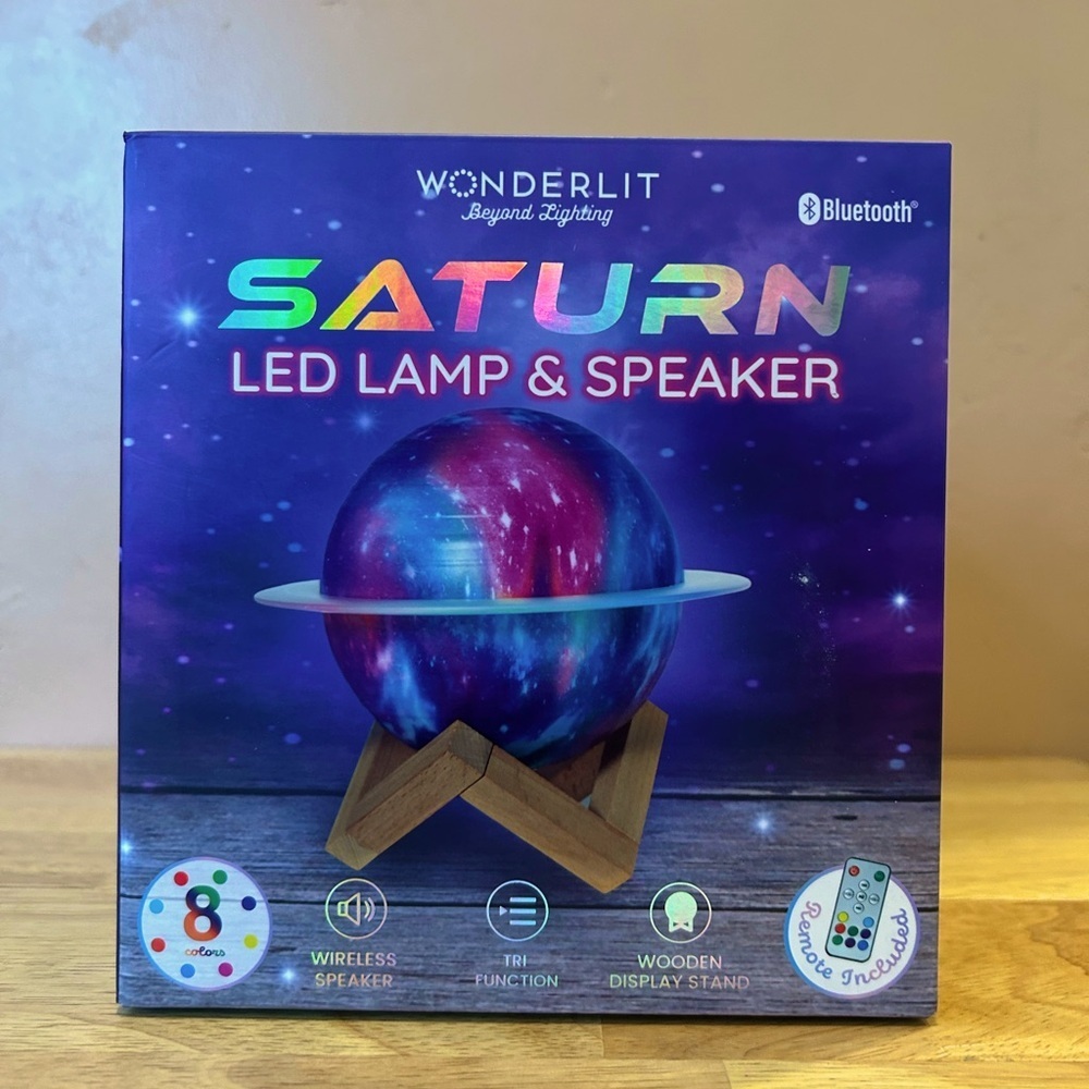 WONDERLIT Beyond Lighting SATURN LED Lamp & Speaker with Bluetooth. New In Box.